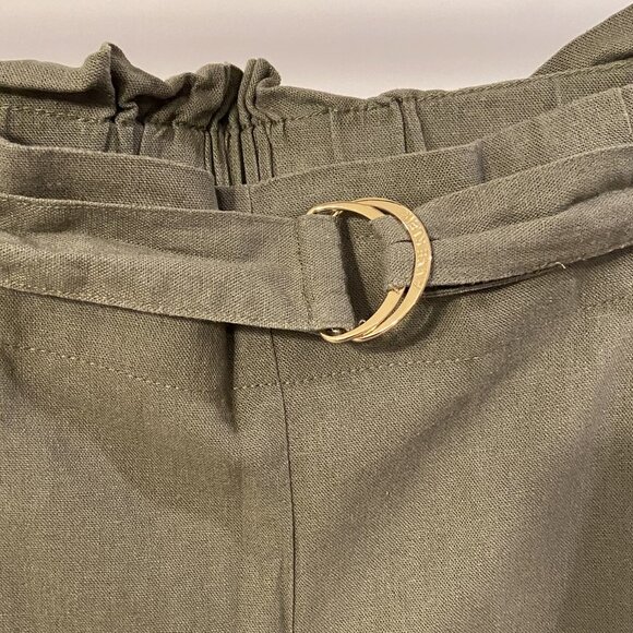 Anne Klein Linen Blend Paperbag Waist Cropped Pants - Picture 2 of 4